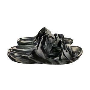 Crocs Unisex Black & White Marble Slide Sandals Size Men's 6 Women's 8